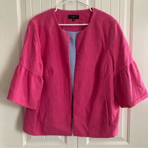 Talbots Flare Sleeve Tweed Open Front Jacket 18W Pink